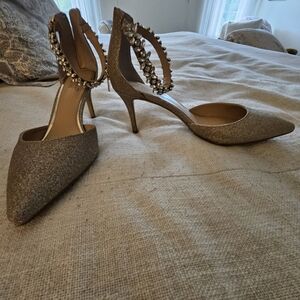 Elegant Glittering Heels with Rhinestone Ankle Strap